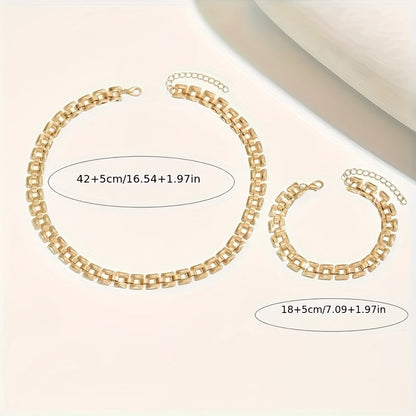 SET COLLANA E BRACCIALE CON FIBBIA QUADRA