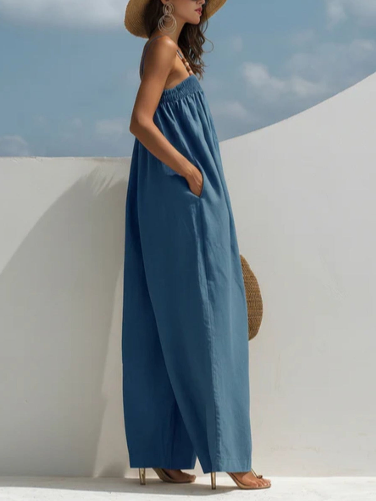Monica | Tuta in Denim a Gamba Larga