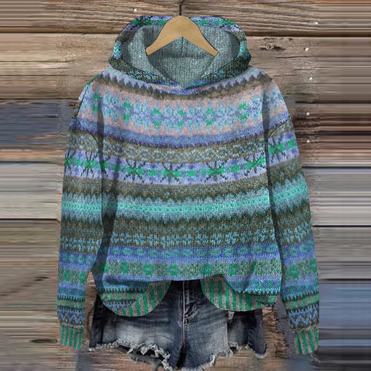 Gaby | Maglione Etnico Retro con Cappuccio