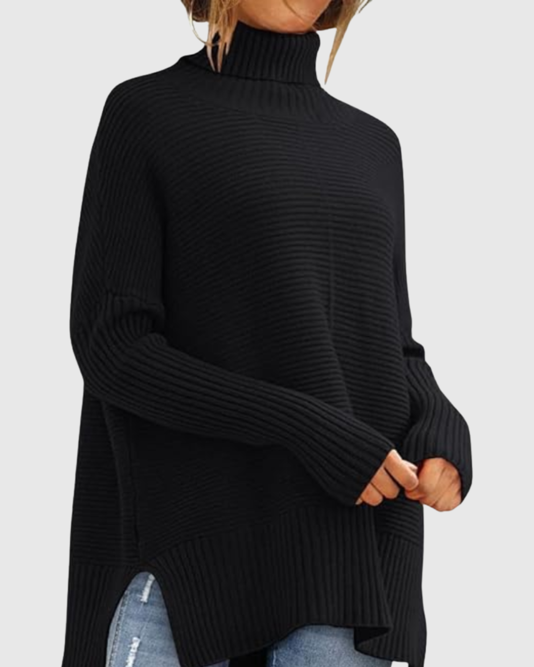 AERONWEN | MAGLIONE A COLLO ALTO RIGATO