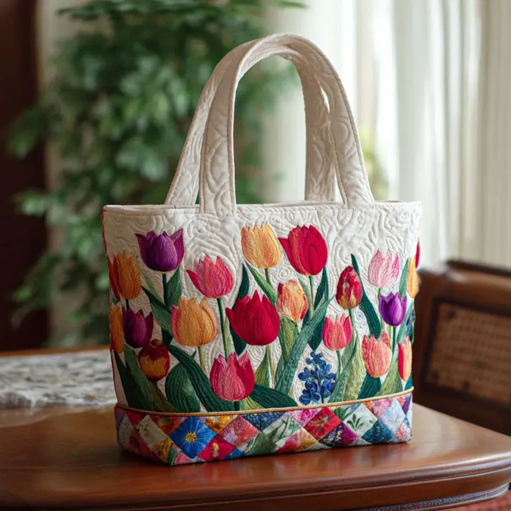 Borsa a Spalla Trapuntata Giardino di Tulipani