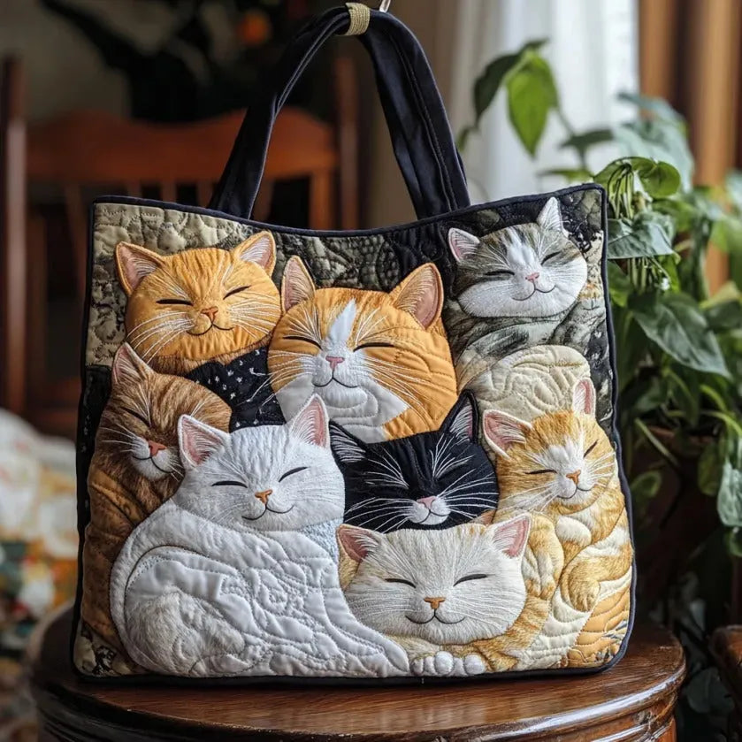 Borsa Trapuntata Fatto a Mano - Design Gattini Sognanti