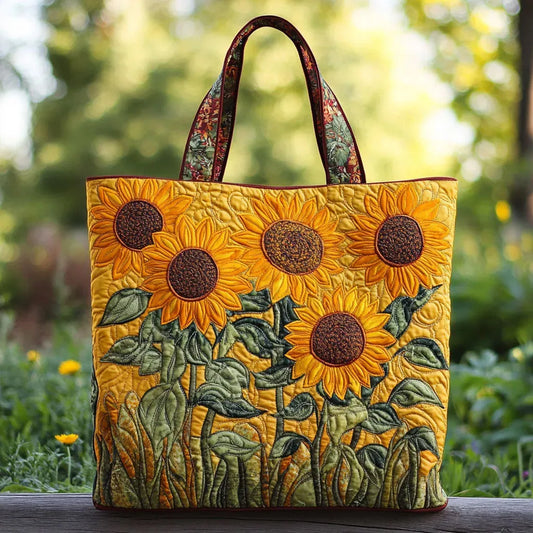 Borsa Classica Trapuntata con Decorazioni a Forma di Girasole