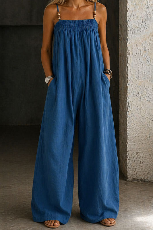 Monica | Tuta in Denim a Gamba Larga