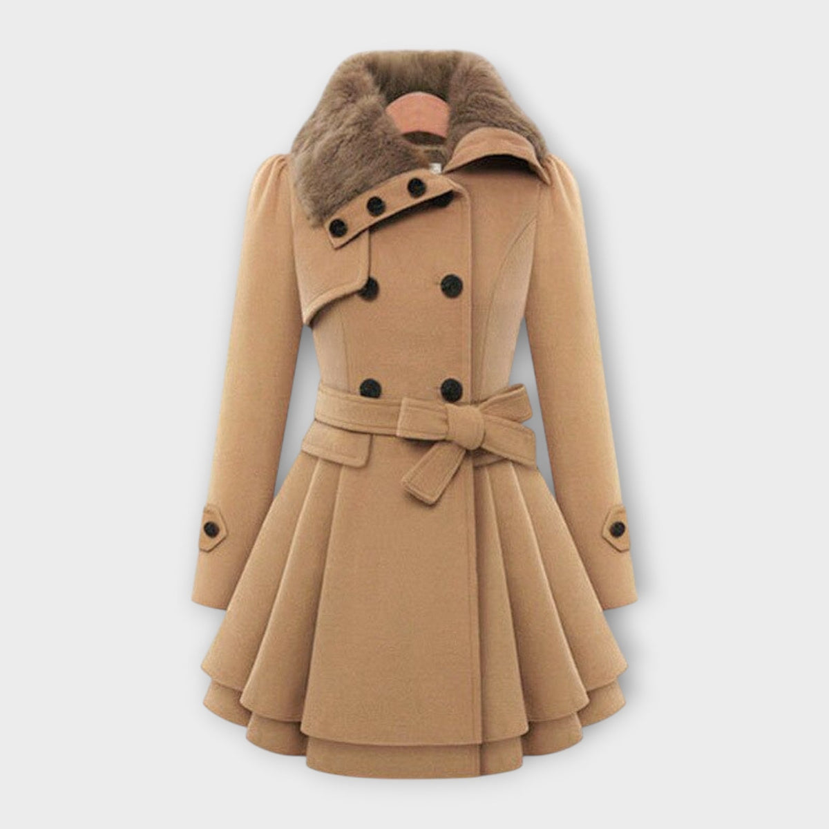 Emma – Cappotto Elegante con Collo in Pelliccia Sintetica