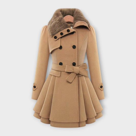 Emma – Cappotto Elegante con Collo in Pelliccia Sintetica