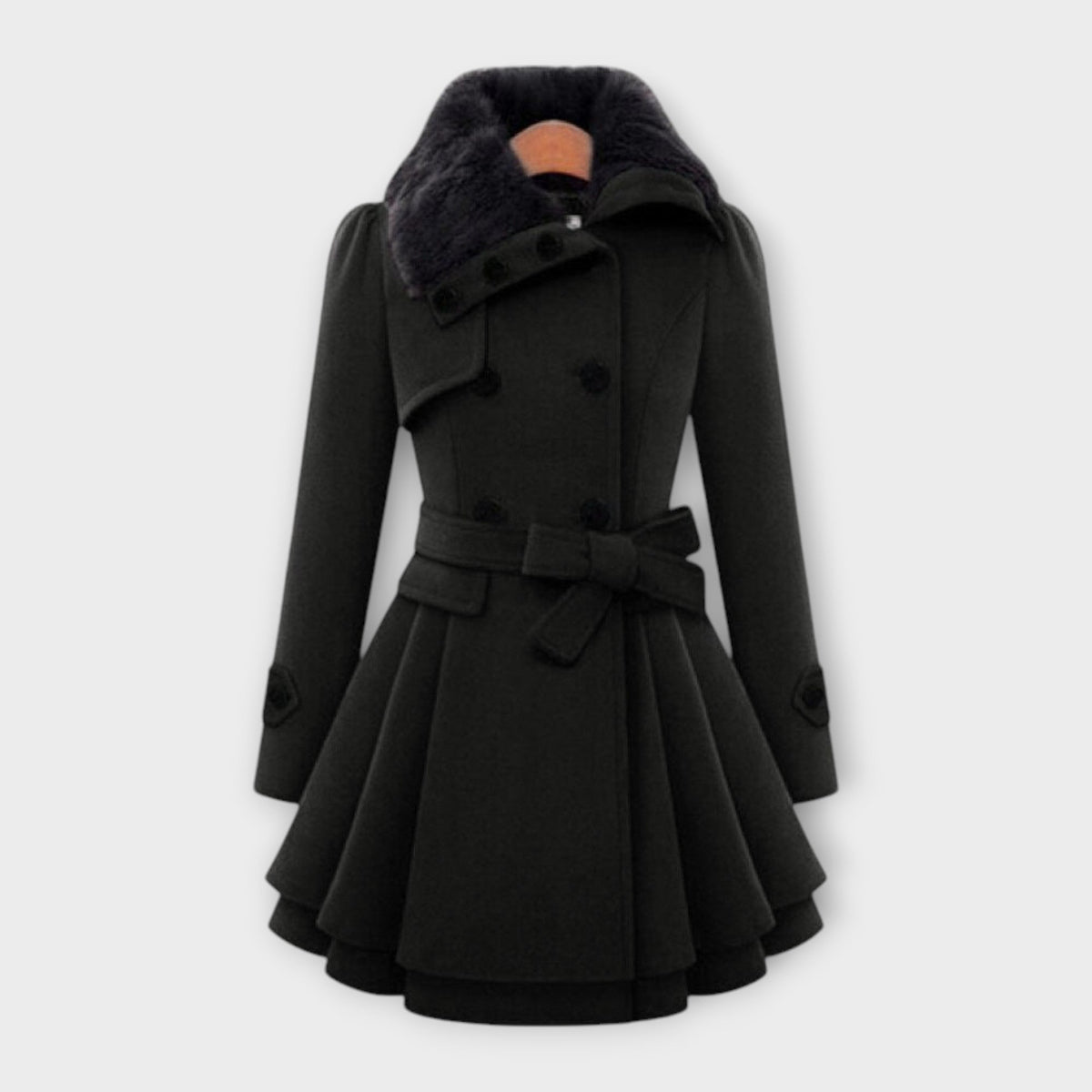Emma – Cappotto Elegante con Collo in Pelliccia Sintetica