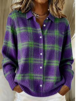 MARILOU™ - BLOUSE CON CAPPUCCIO MORBIDO E MOTIVO A QUADRI