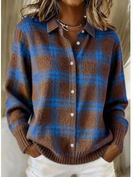 LIZZA™ - BLUSA CON CAPPUCCIO MORBIDO E PATRONDA A QUADRI
