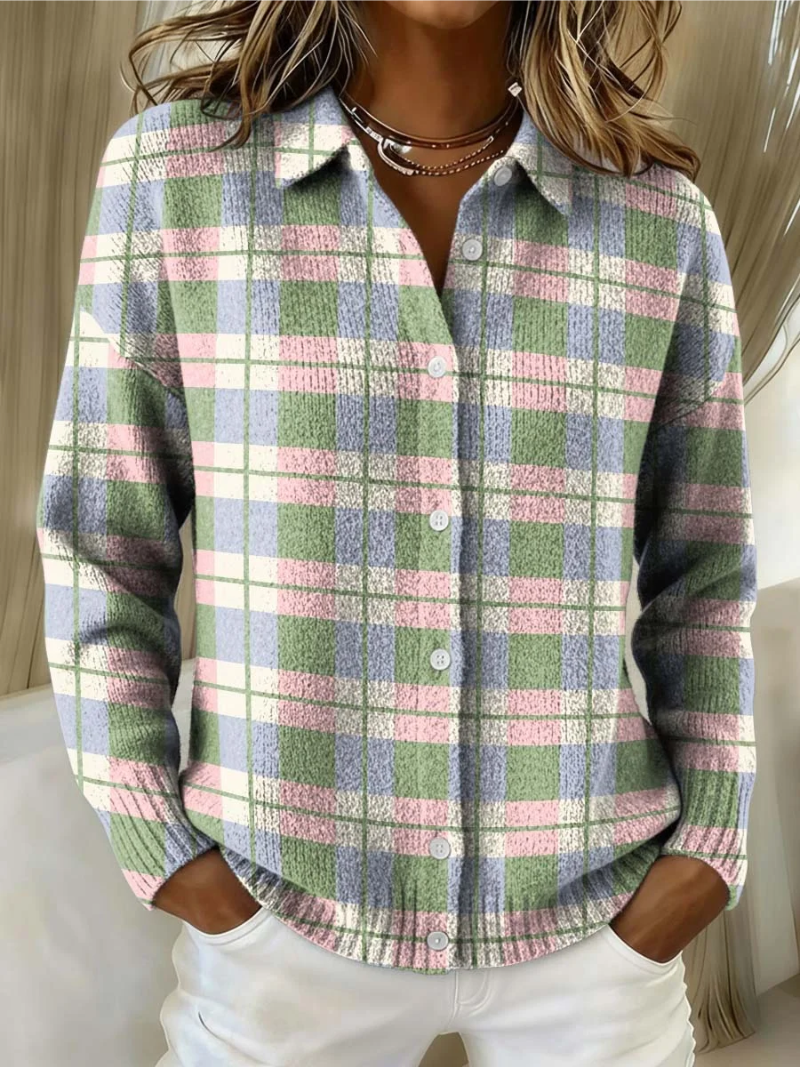 LENORA™ - BLUSA CON CAPPUCCIO A QUADRI IN COLORI PASTELLO FRESCHI