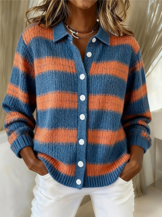 LIRENA™ - BLUSA CON CAPPUCCIO A RIGHE