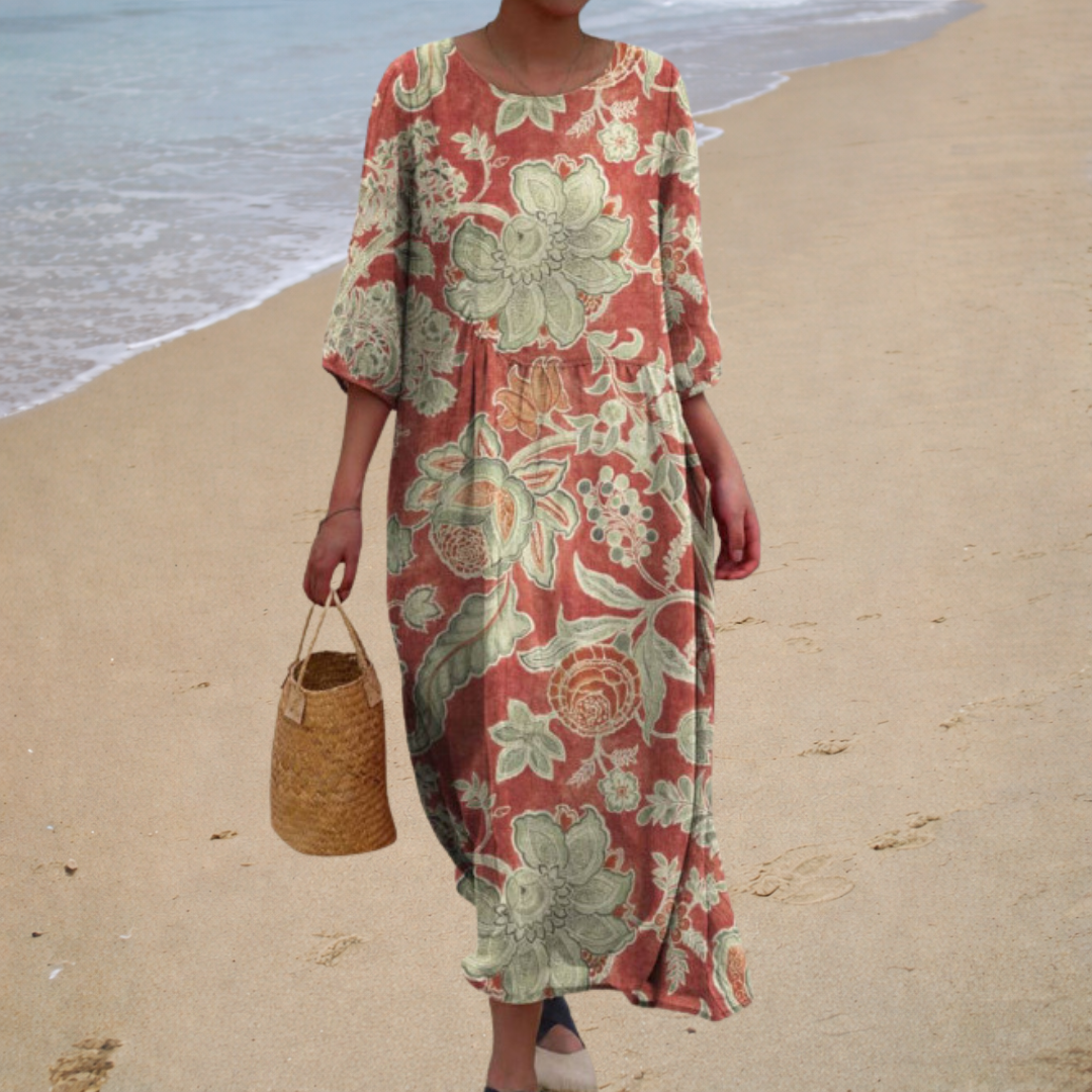 Floreale | Abito Maxi con Maniche Voluminose