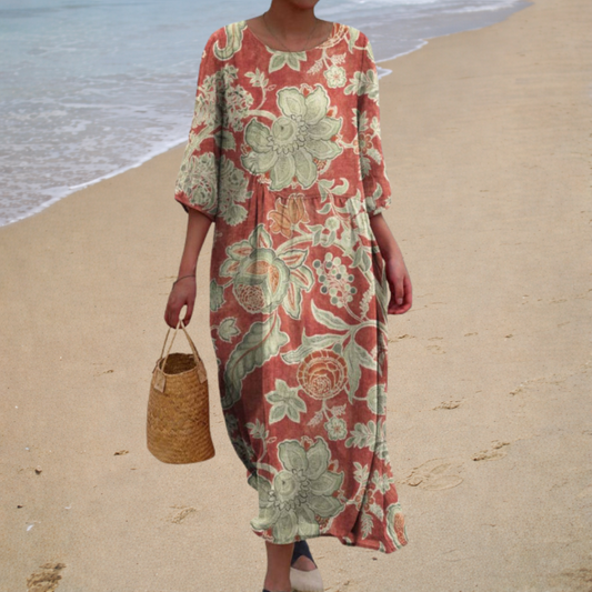 Floreale | Abito Maxi con Maniche Voluminose