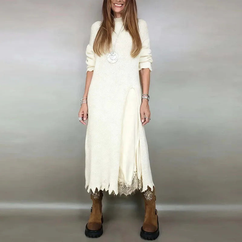 EVALINA | SET DUE PEZZI ELEGANTE IN MAGLIA E PIZZO