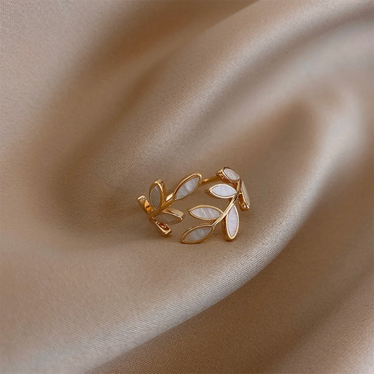 Anello Regolabile Foglia & Opale