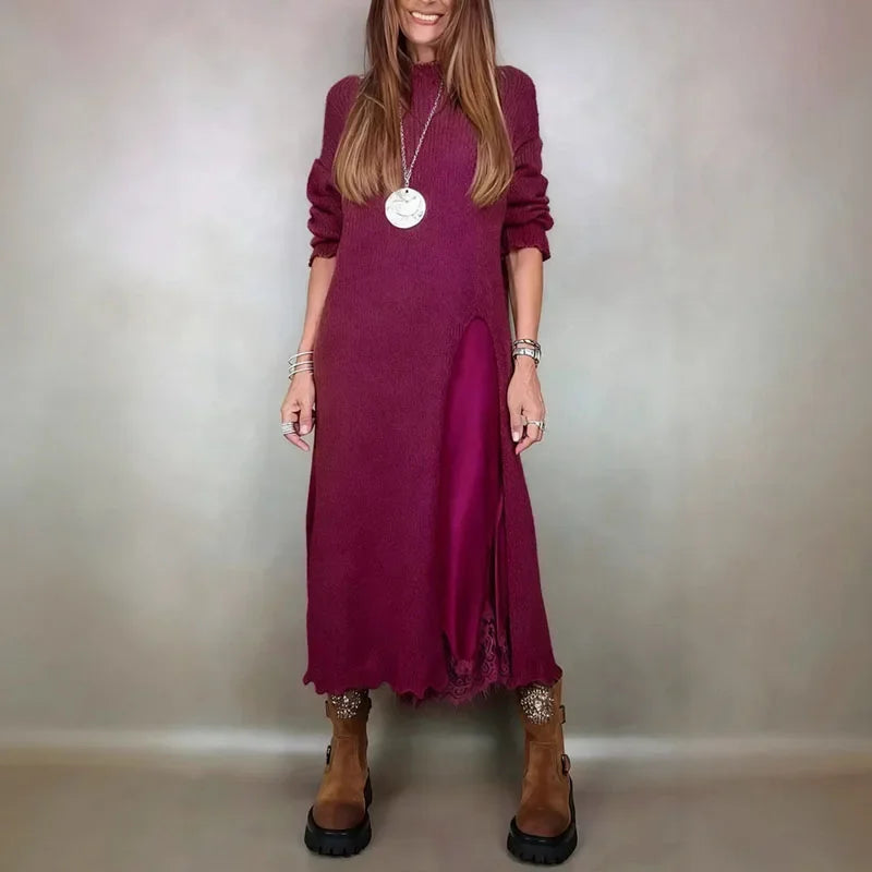 EVALINA | SET DUE PEZZI ELEGANTE IN MAGLIA E PIZZO
