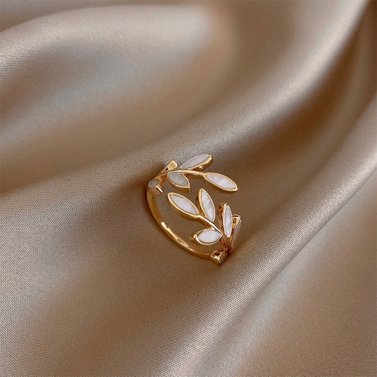 Anello Regolabile Foglia & Opale