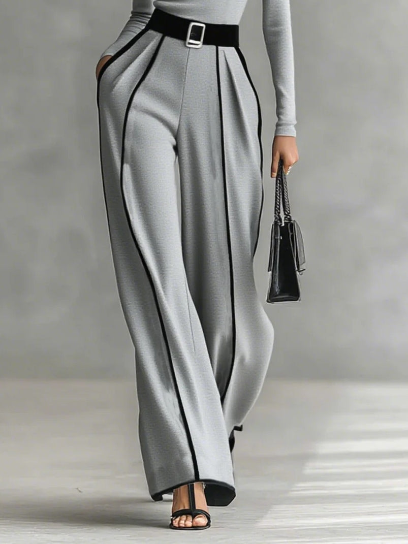 SET TOP ALTO RIFINITO E PANTALONI A Gamba Larga (CINTURA IN REGALO)