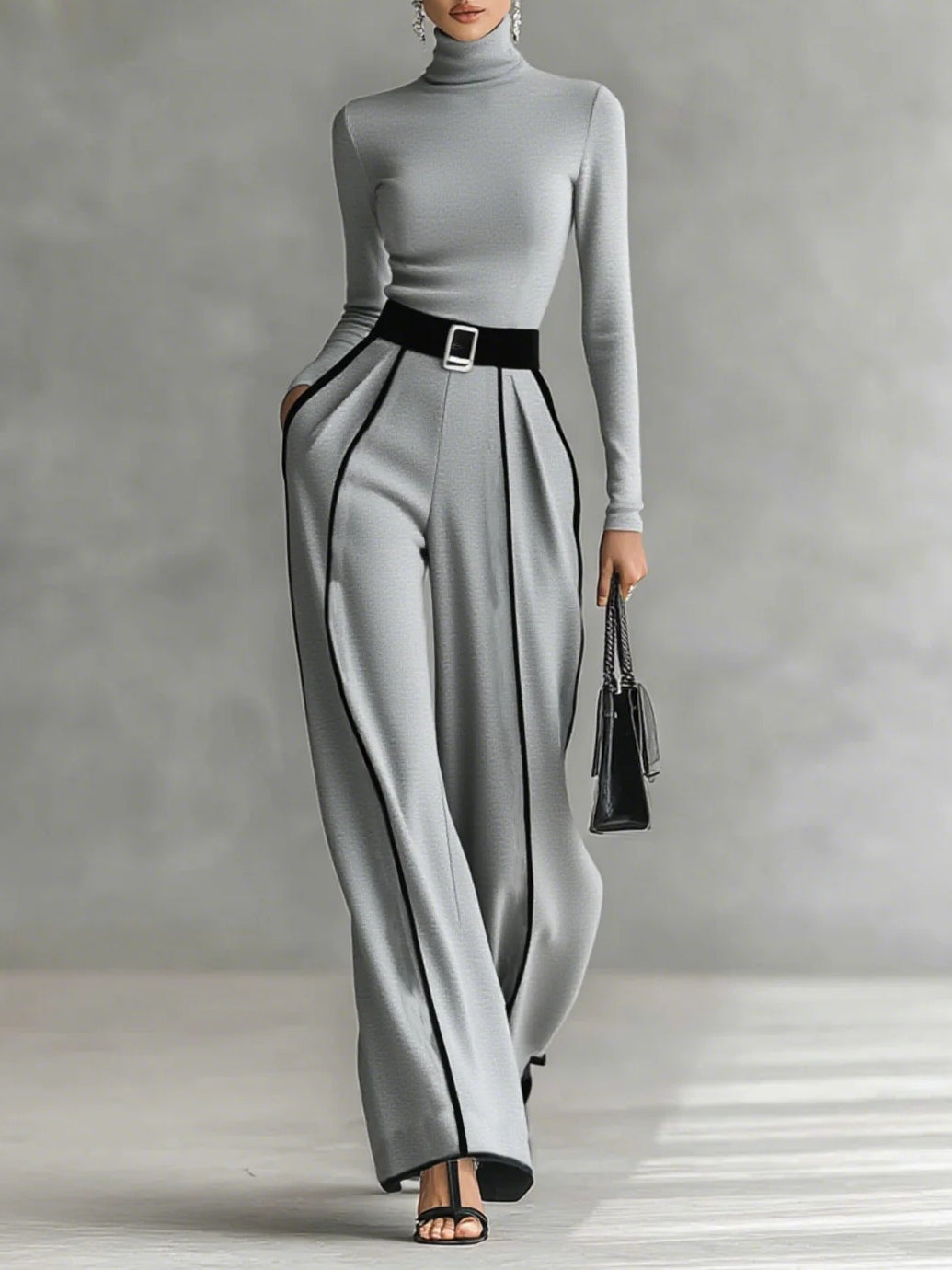 SET TOP ALTO REFINITO E PANTALONI AMPI (CINTURA INCLUSA)