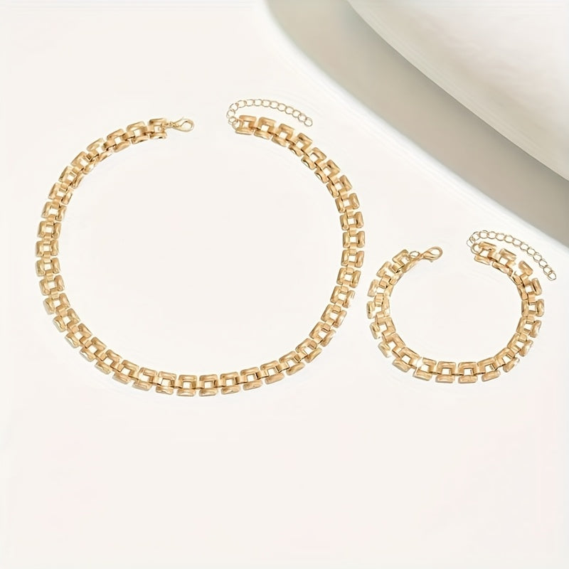 SET COLLANA E BRACCIALE CON FIBBIA QUADRA