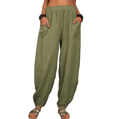 Elviane | Pantaloni Harem in Cotone-Lino Casual