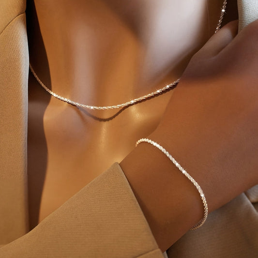 SET COLLANA E BRACCIALE MINIMALISTA CON BRILLIO