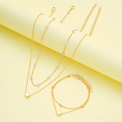 SET COLLANA E BRACCIALE A CUORE SEMPLICE