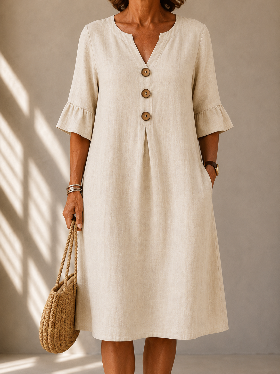 Abito Buttoned con Pieghe Charlotte
