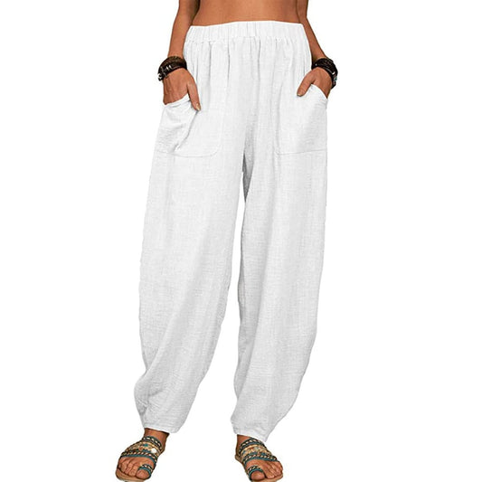 Elviane | Pantaloni Harem in Cotone-Lino Casual
