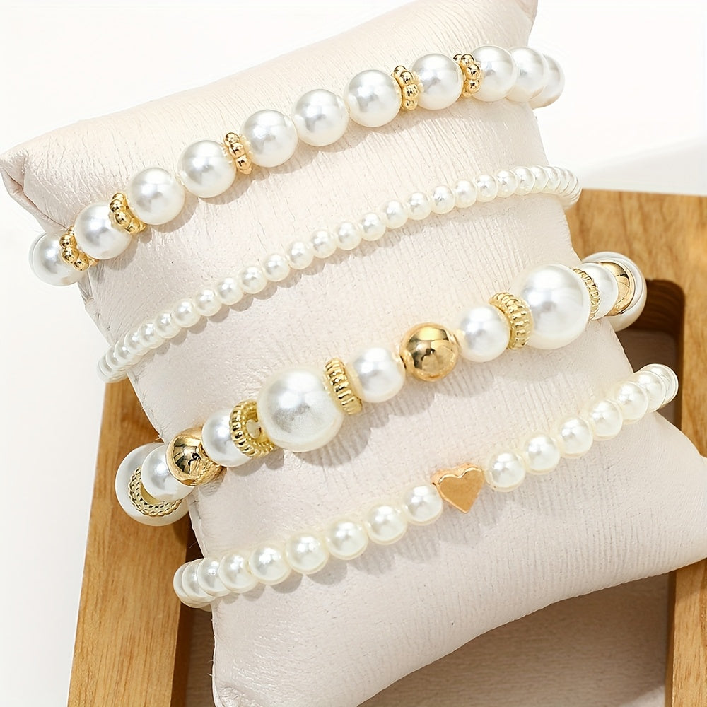 SET BRACCIALE CUORE DI PERLE