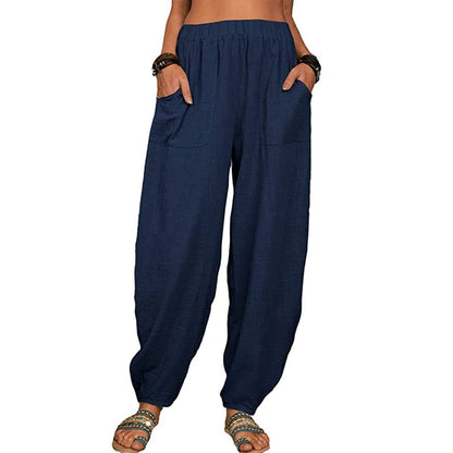Elviane | Pantaloni Harem in Cotone-Lino Casual