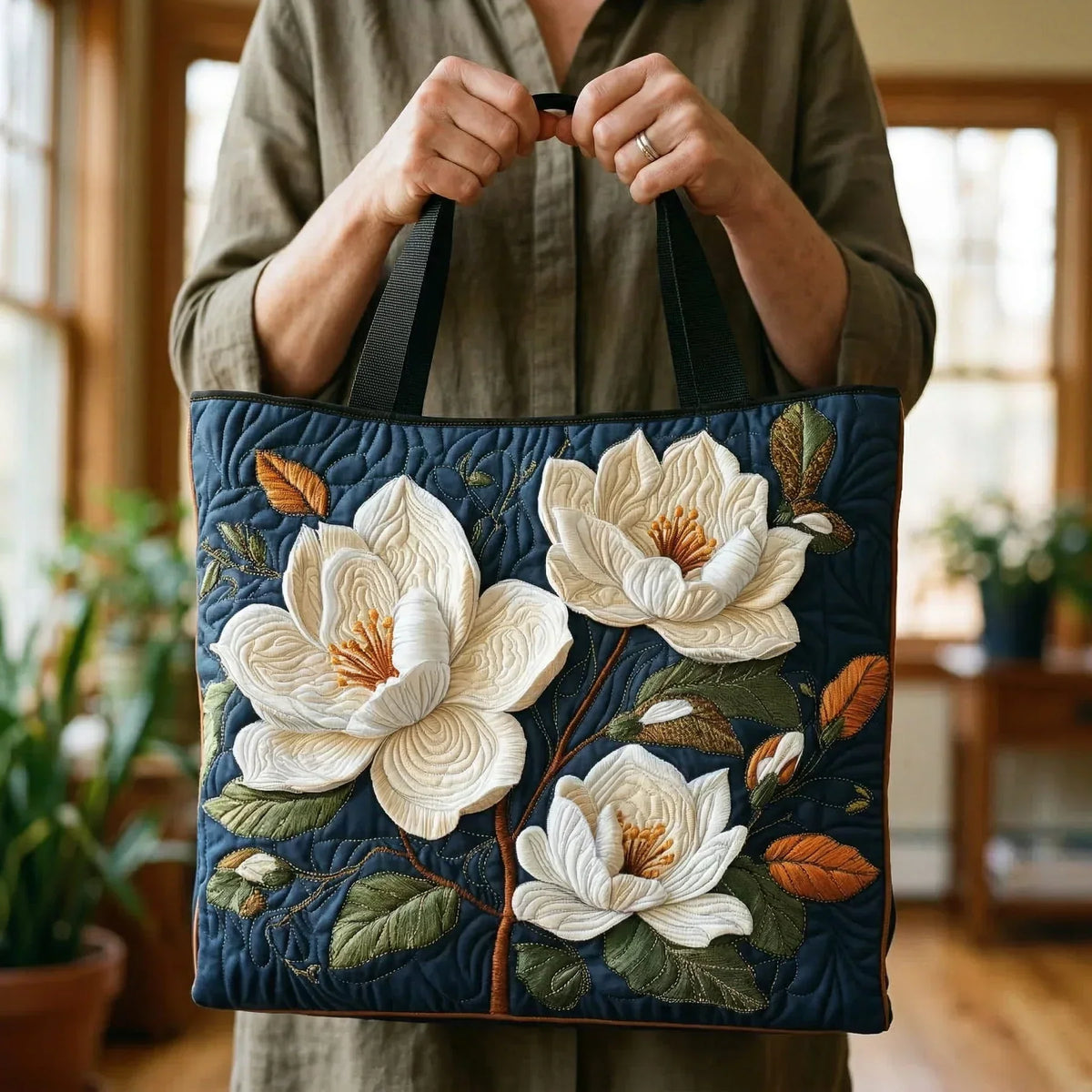 Borsa Trapuntata Fatta a Mano - Design Magnolia Elegante
