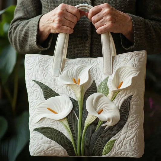 Borsa Quilted Fatta a Mano - Design Giglio Bianco