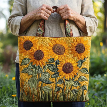 Borsa Classica Trapuntata con Decorazioni a Forma di Girasole