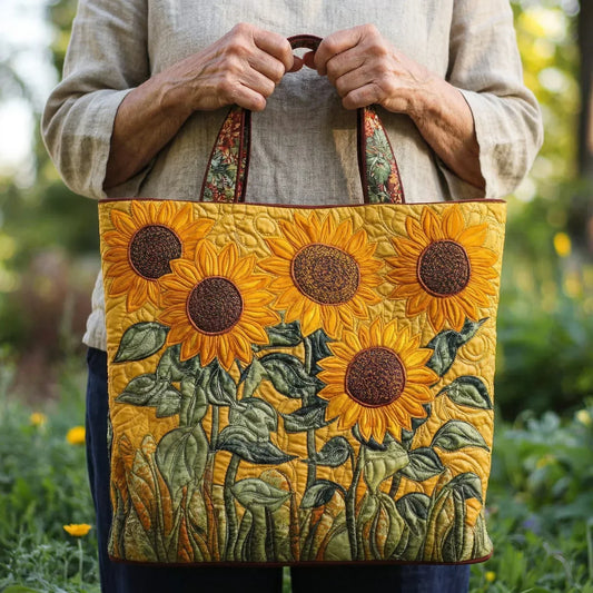 Borsa Classica Trapuntata con Decorazioni a Forma di Girasole