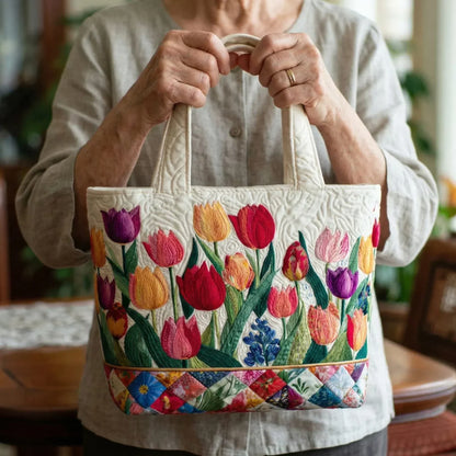 Borsa a Spalla Trapuntata Giardino di Tulipani
