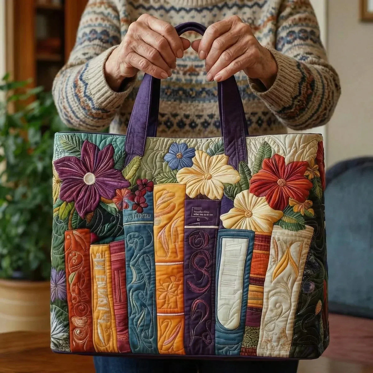 Borsa a Spalla Trapuntata per Amanti dei Libri