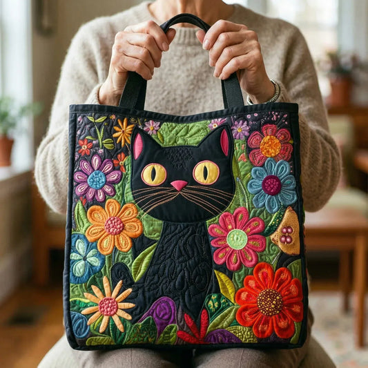 Borsa Trapuntata con Gatto Nero Incantato