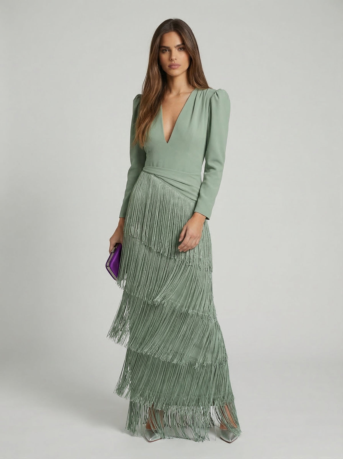 Salvia | Vestito con Frange