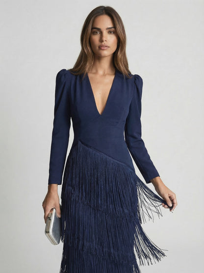 Salvia | Vestito con Frange
