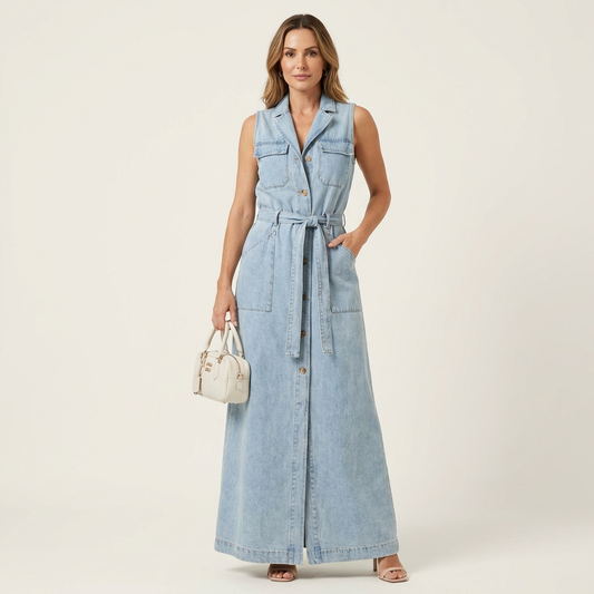 Georgina | Abito Maxi in Denim