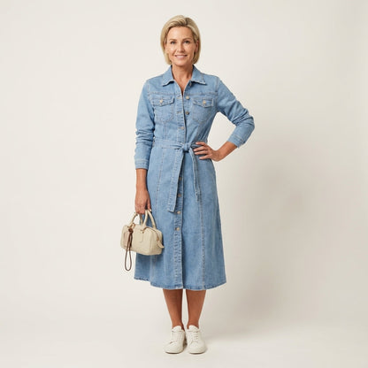 Maribell | Abito Maxi in Denim a Maniche Lunghe