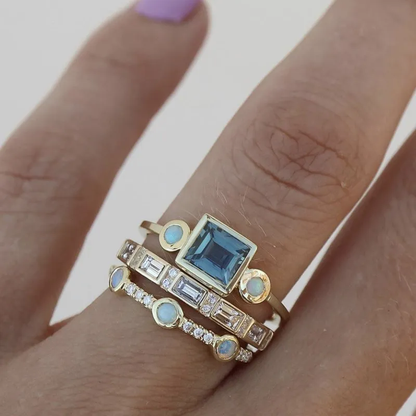 Set Anello di Cristallo Blu