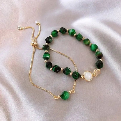 SET DI BRACCIALI ELEGANTI CON GEMME VERDI