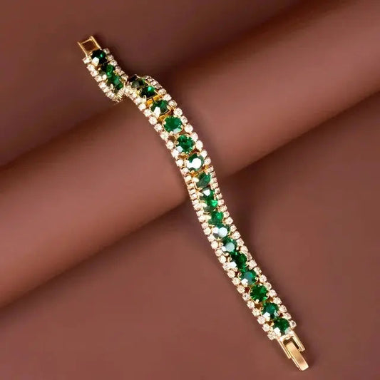 BRACCIALETTO IN GEMME ORO E VERDE