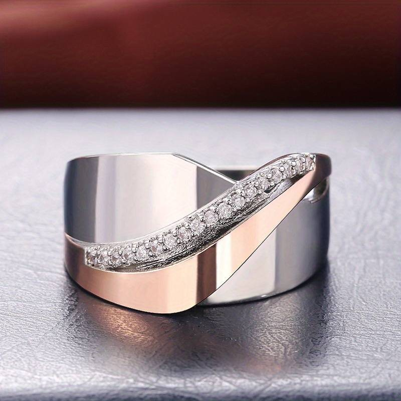 Anello in Zirconia Oro Rosa e Argento