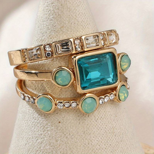 Set Anello di Cristallo Blu