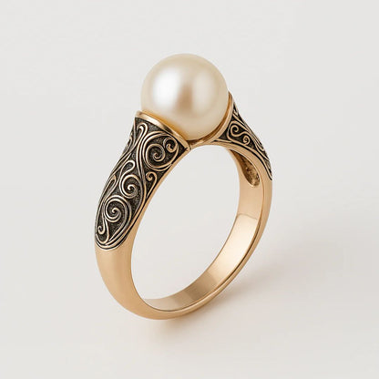 Anello Vintage con Perla Dorata