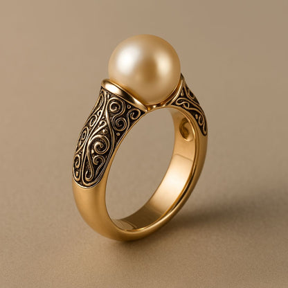 Anello Vintage con Perla Dorata