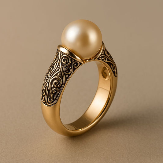 Anello Vintage con Perla Dorata